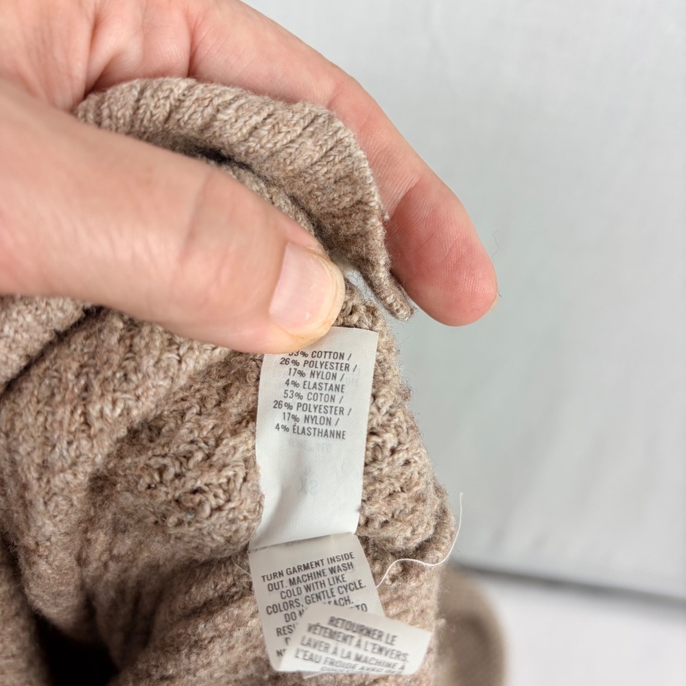 Aerie Tan Waffle Knit Hooded V-Neck‎ Sweater Womens XS Relaxed Fit  Pullover - Picture 13 of 13